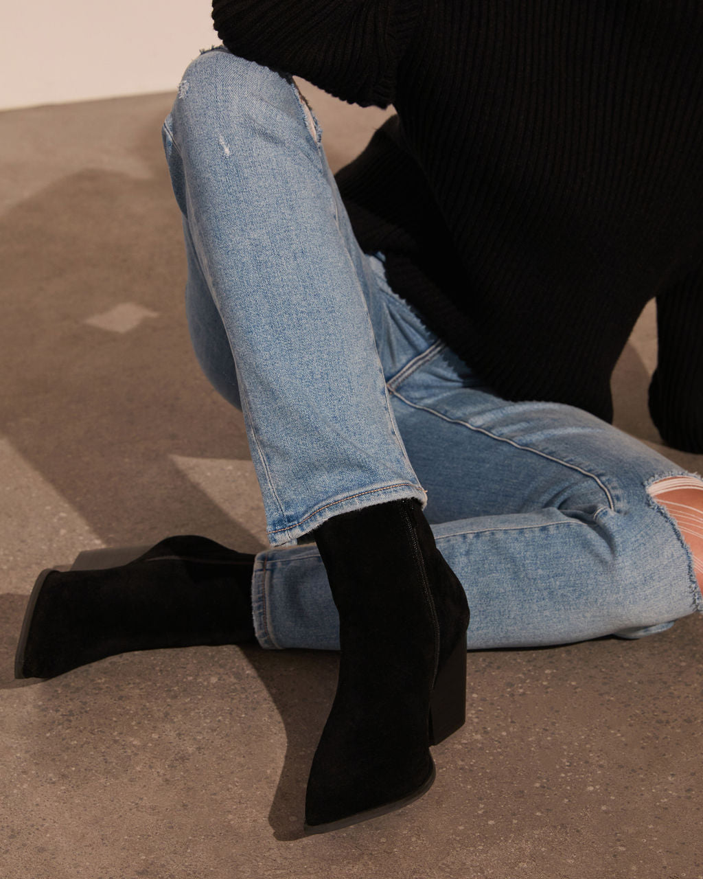 Rowyn Faux Suede Heeled Bootie-Vogue Logic