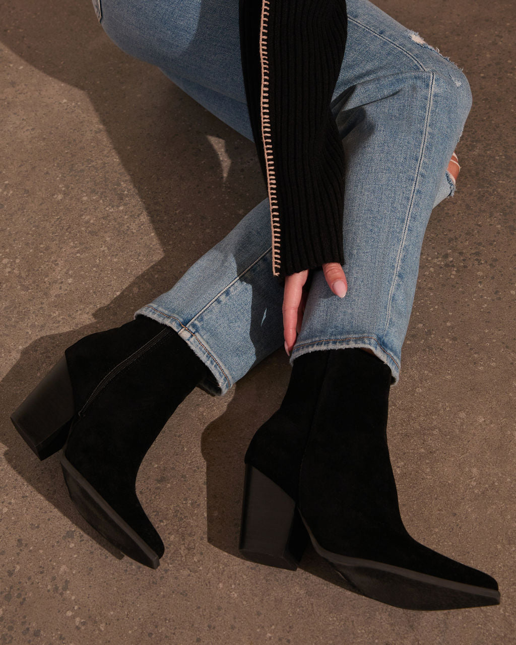 Rowyn Faux Suede Heeled Bootie-Vogue Logic