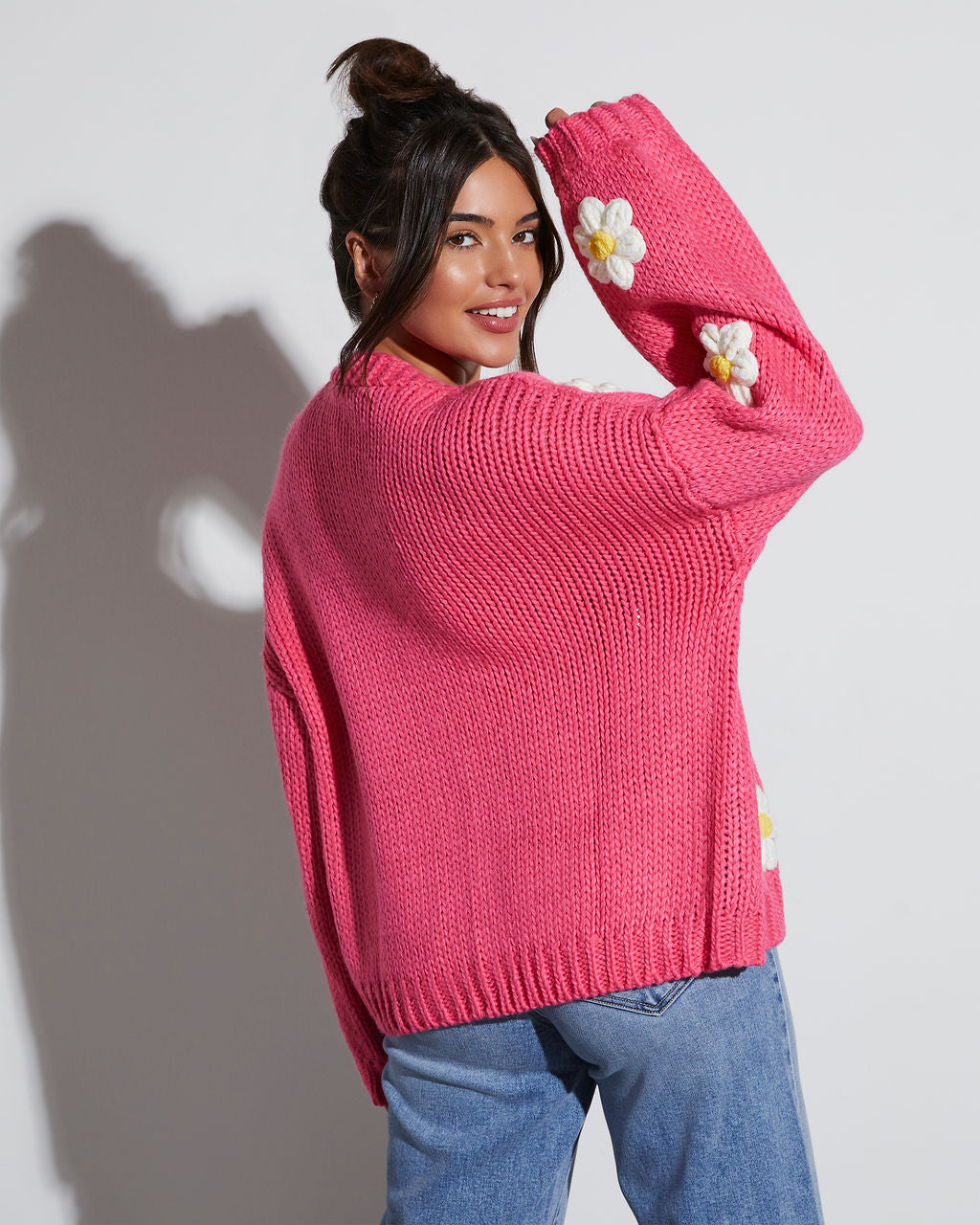 Fallen Daisy Oversized Knit Cardigan-Vogue Logic