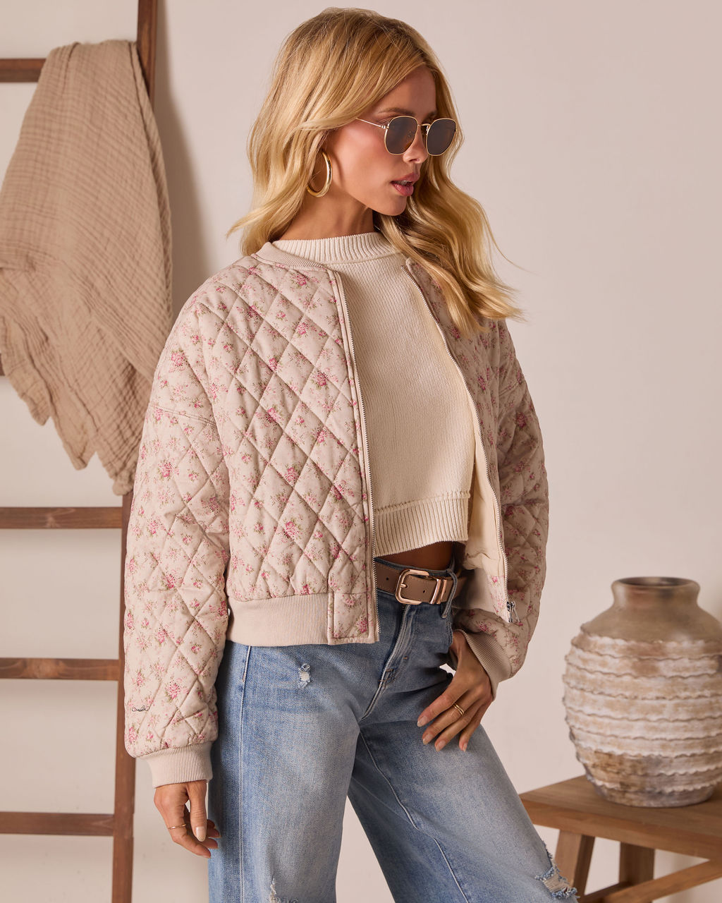 Amber Season Printed Quilted Bomber Jacket-Vogue Logic