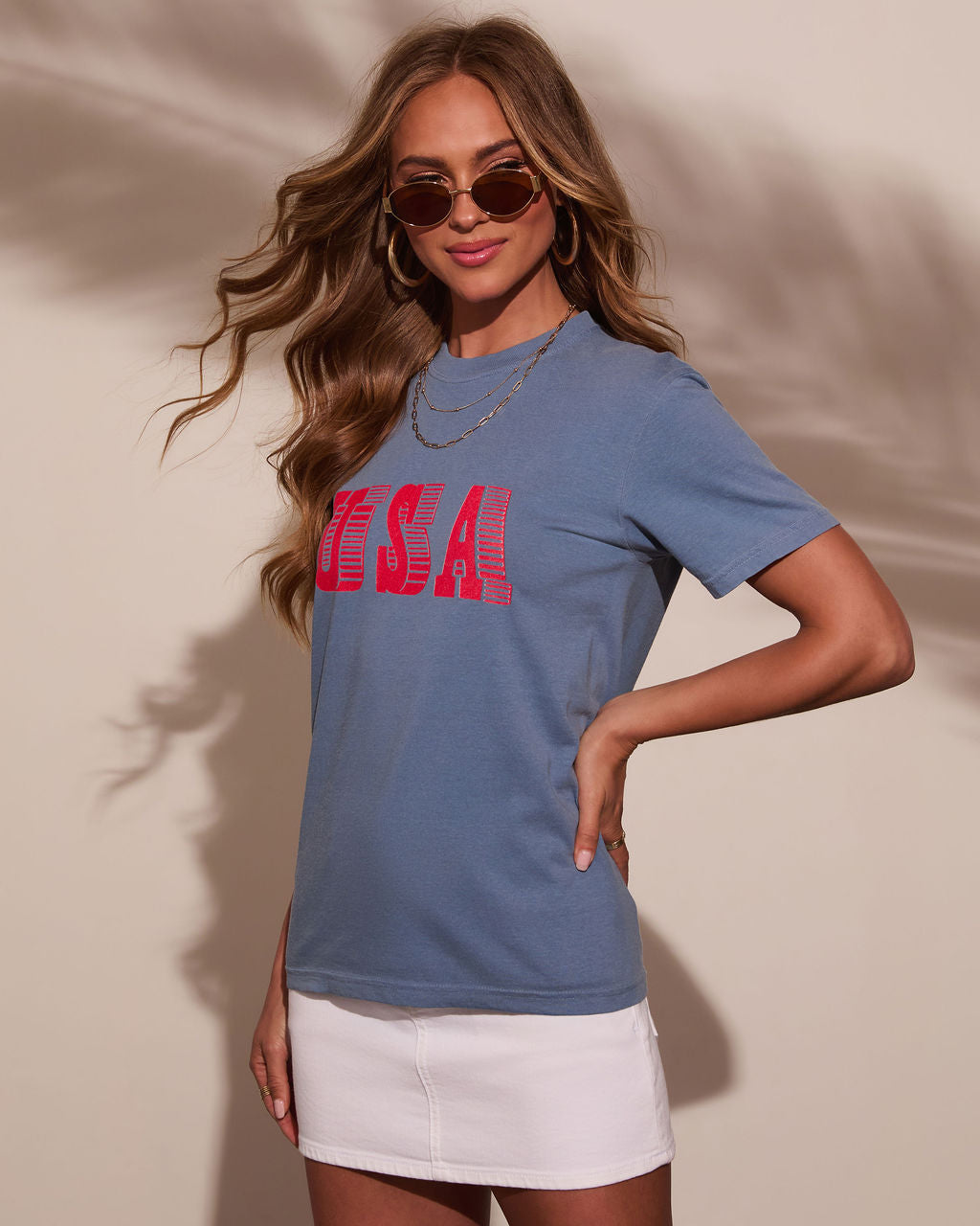 USA Short Sleeve Graphic Tee-Vogue Logic