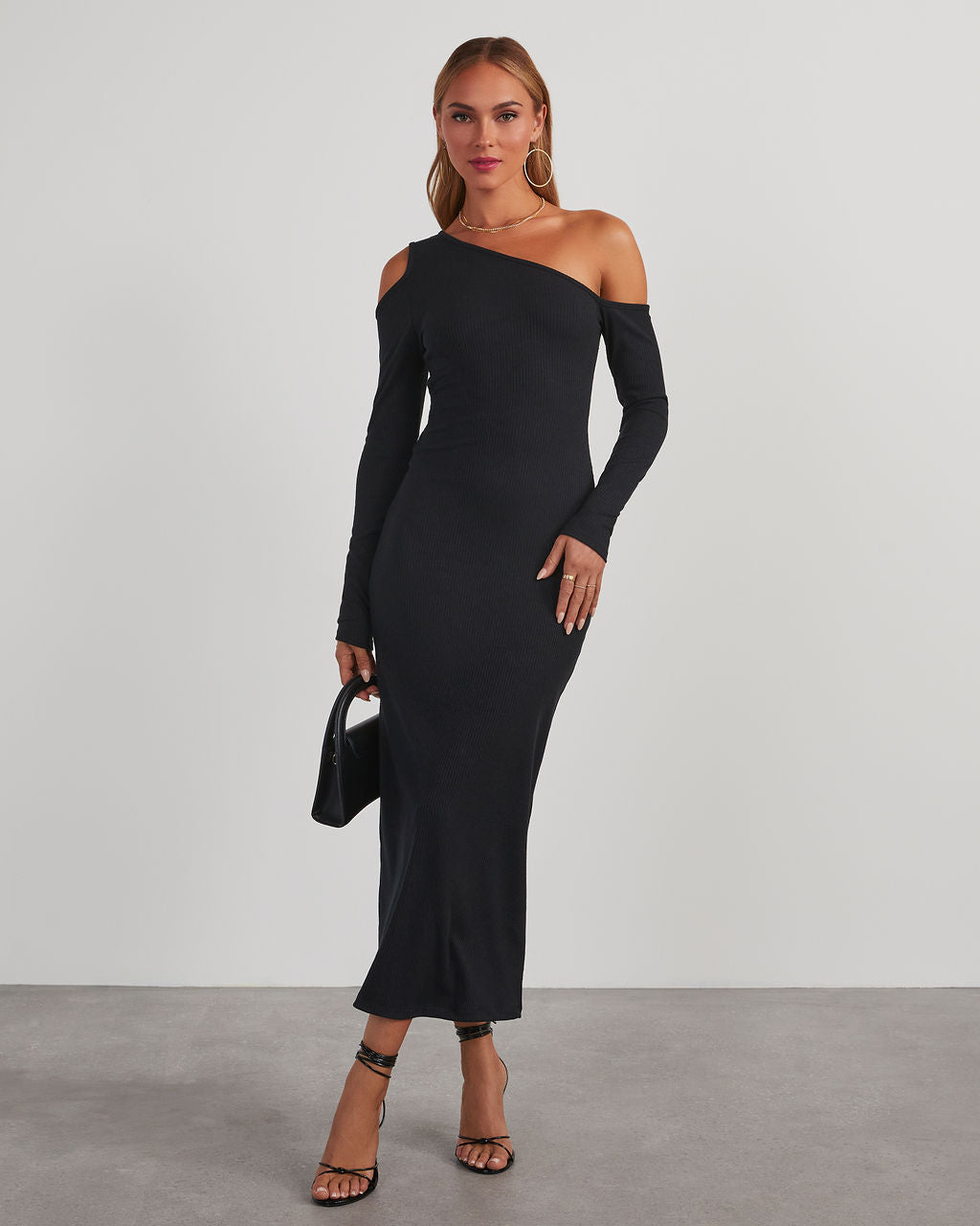 Regina Cutout One Shoulder Knit Midi Dress-Vogue Logic