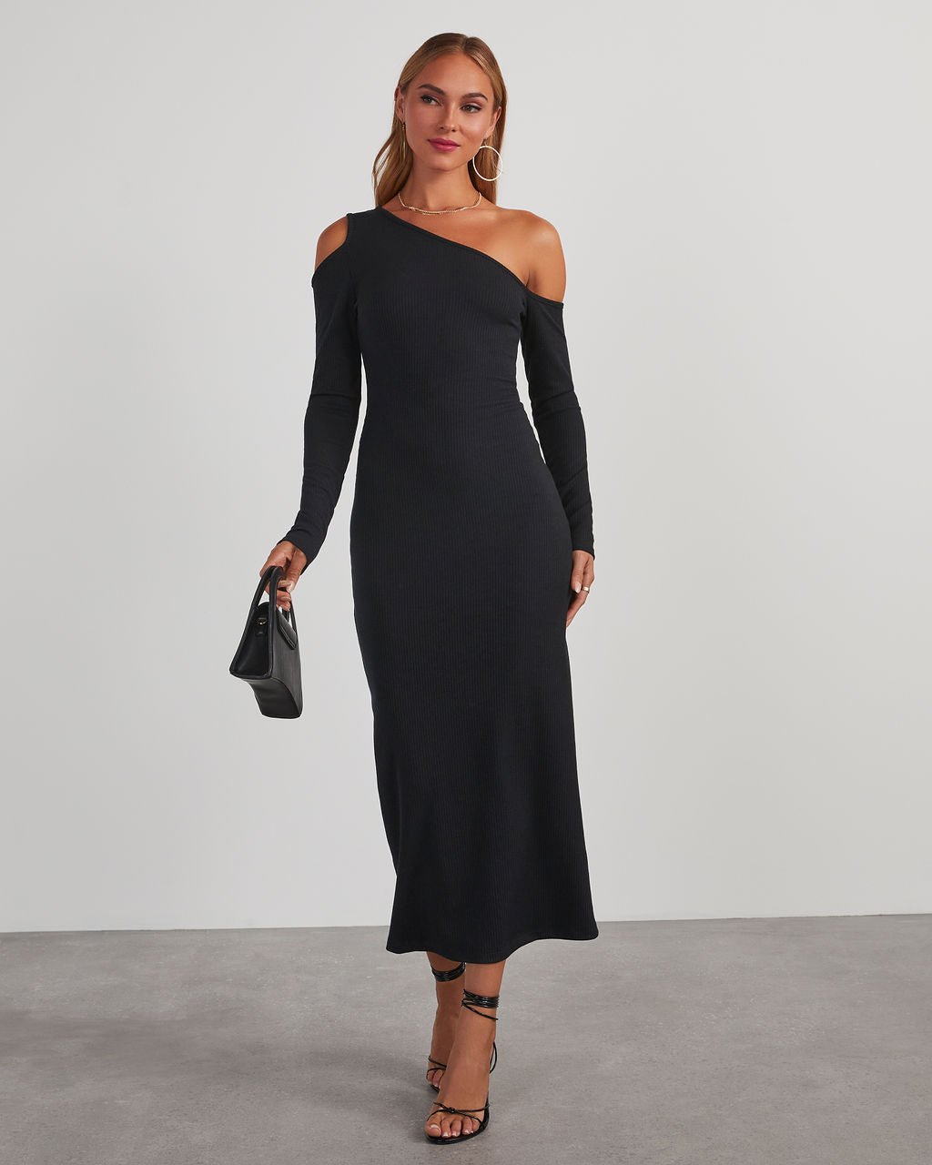 Regina Cutout One Shoulder Knit Midi Dress-Vogue Logic