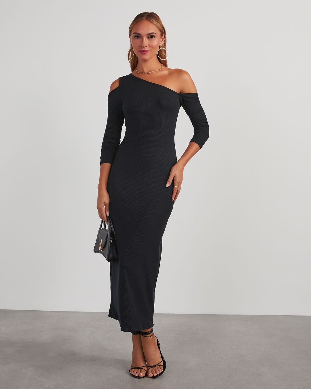 Regina Cutout One Shoulder Knit Midi Dress-Vogue Logic