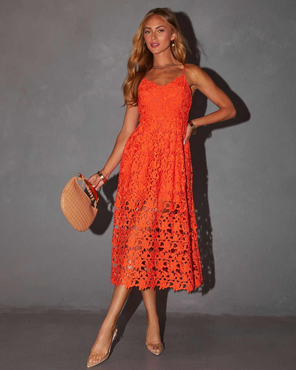 Picturesque Lace Midi Dress-Vogue Logic