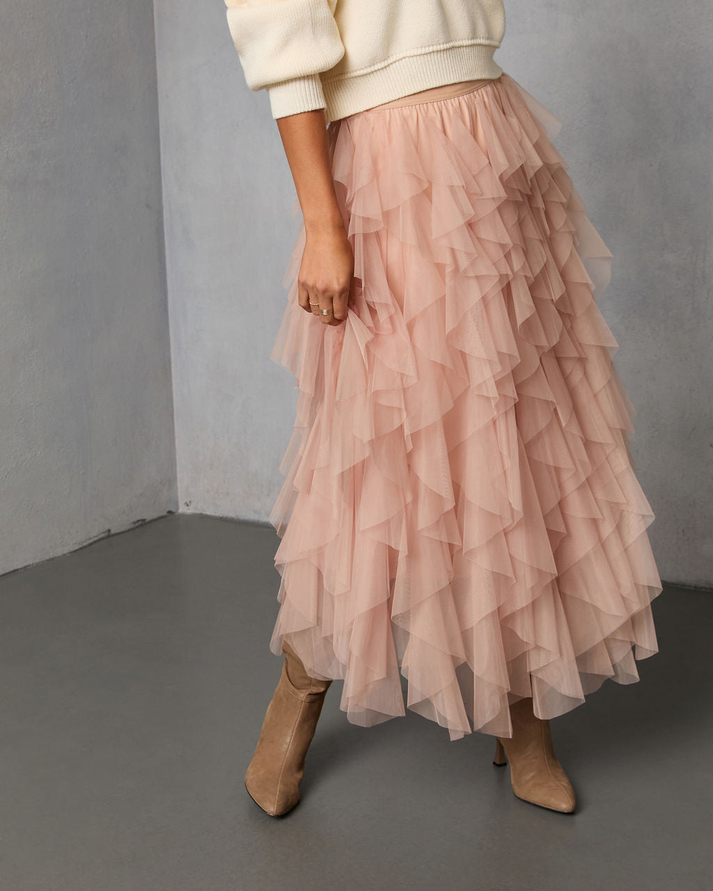 Serephine Tiered Ruffle Midi Skirt-Vogue Logic