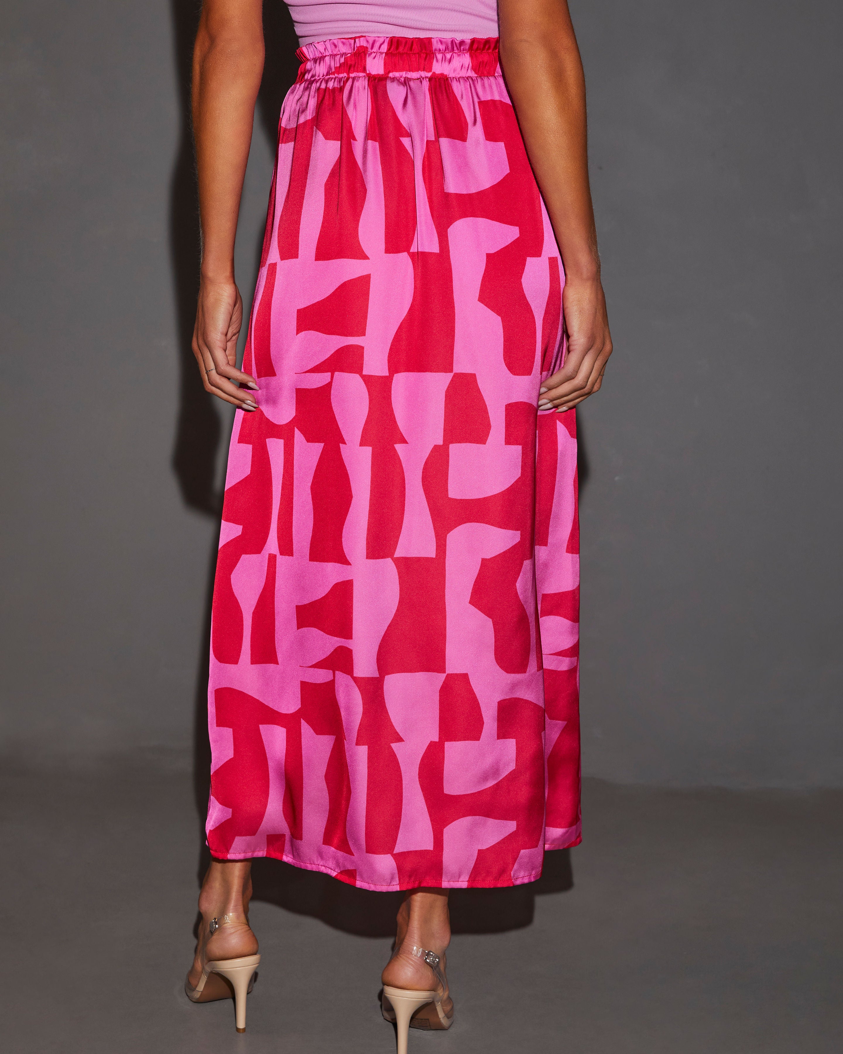 Imogen Satin Printed Tie Front Midi Skirt-Vogue Logic