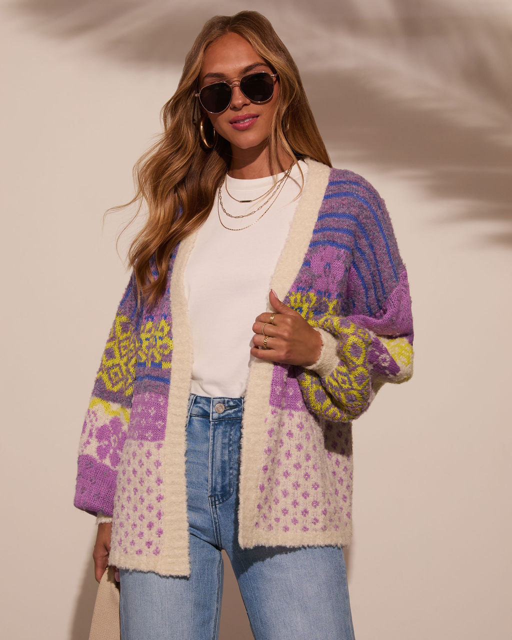 Ferrell Printed Open Front Cardigan-Vogue Logic