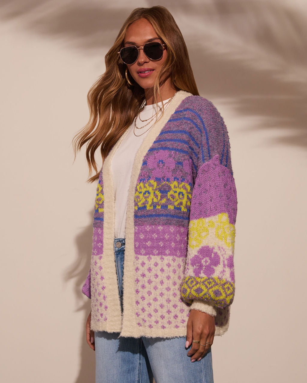 Ferrell Printed Open Front Cardigan-Vogue Logic