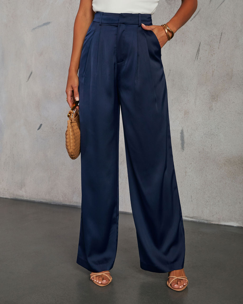 Shannell Satin Trouser Pants-Vogue Logic