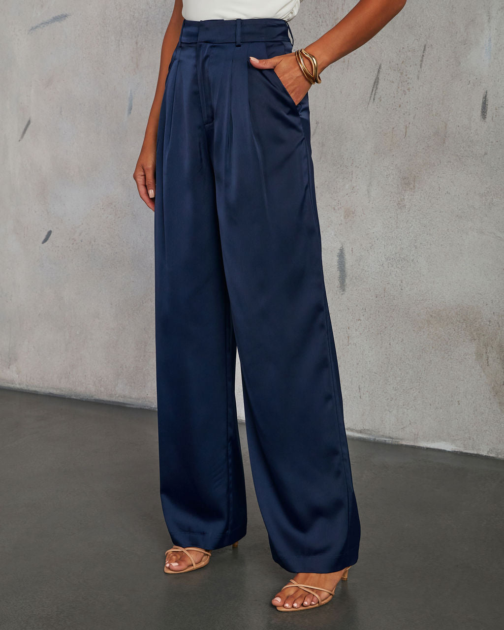 Shannell Satin Trouser Pants-Vogue Logic
