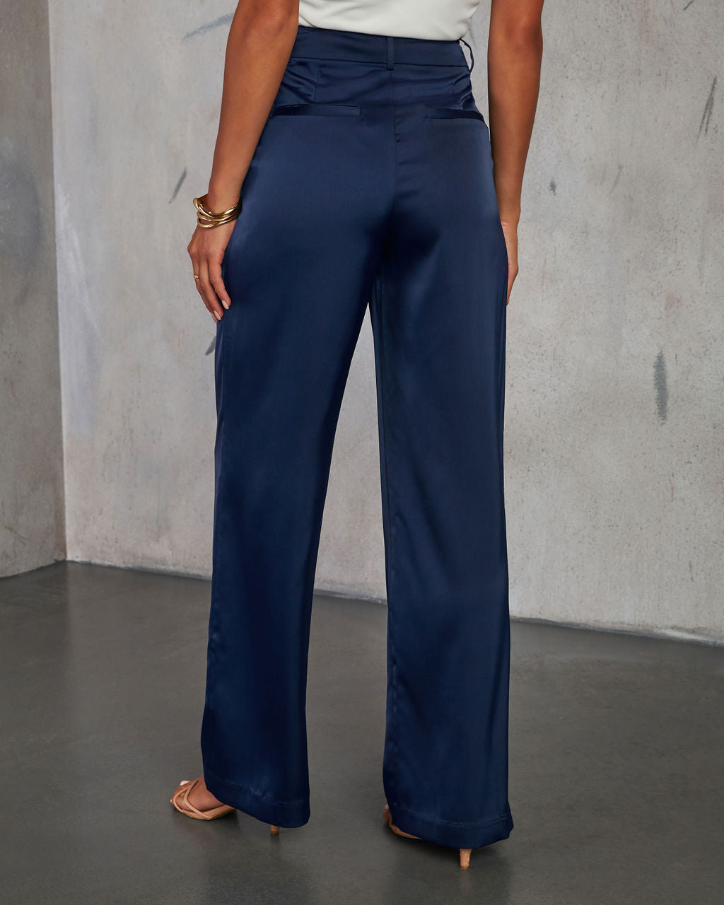 Shannell Satin Trouser Pants-Vogue Logic