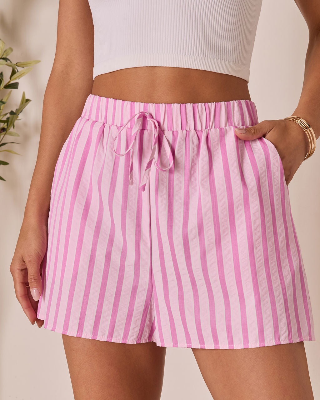 Florine Striped Drawstring Shorts-Vogue Logic