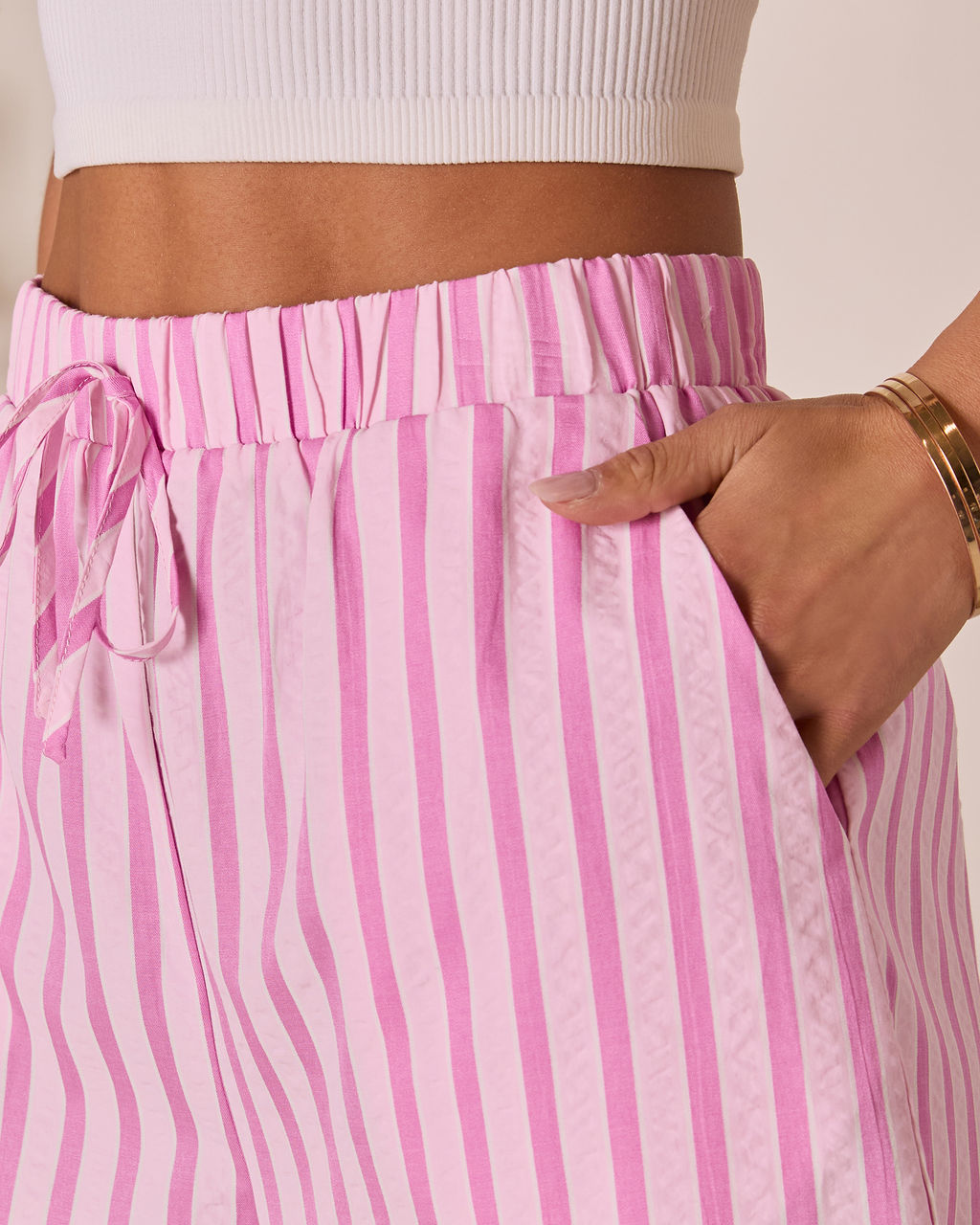 Florine Striped Drawstring Shorts-Vogue Logic