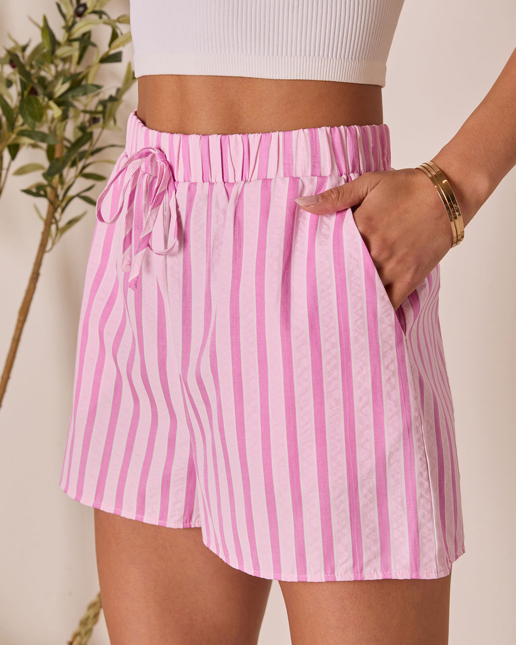 Florine Striped Drawstring Shorts-Vogue Logic