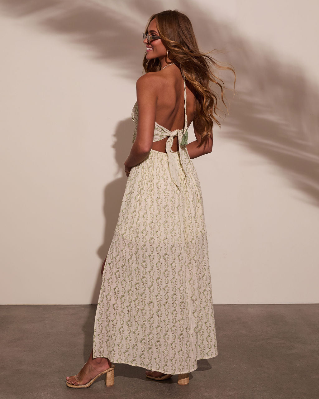 Honolulu Halter Tropical Print Maxi Dress-Vogue Logic