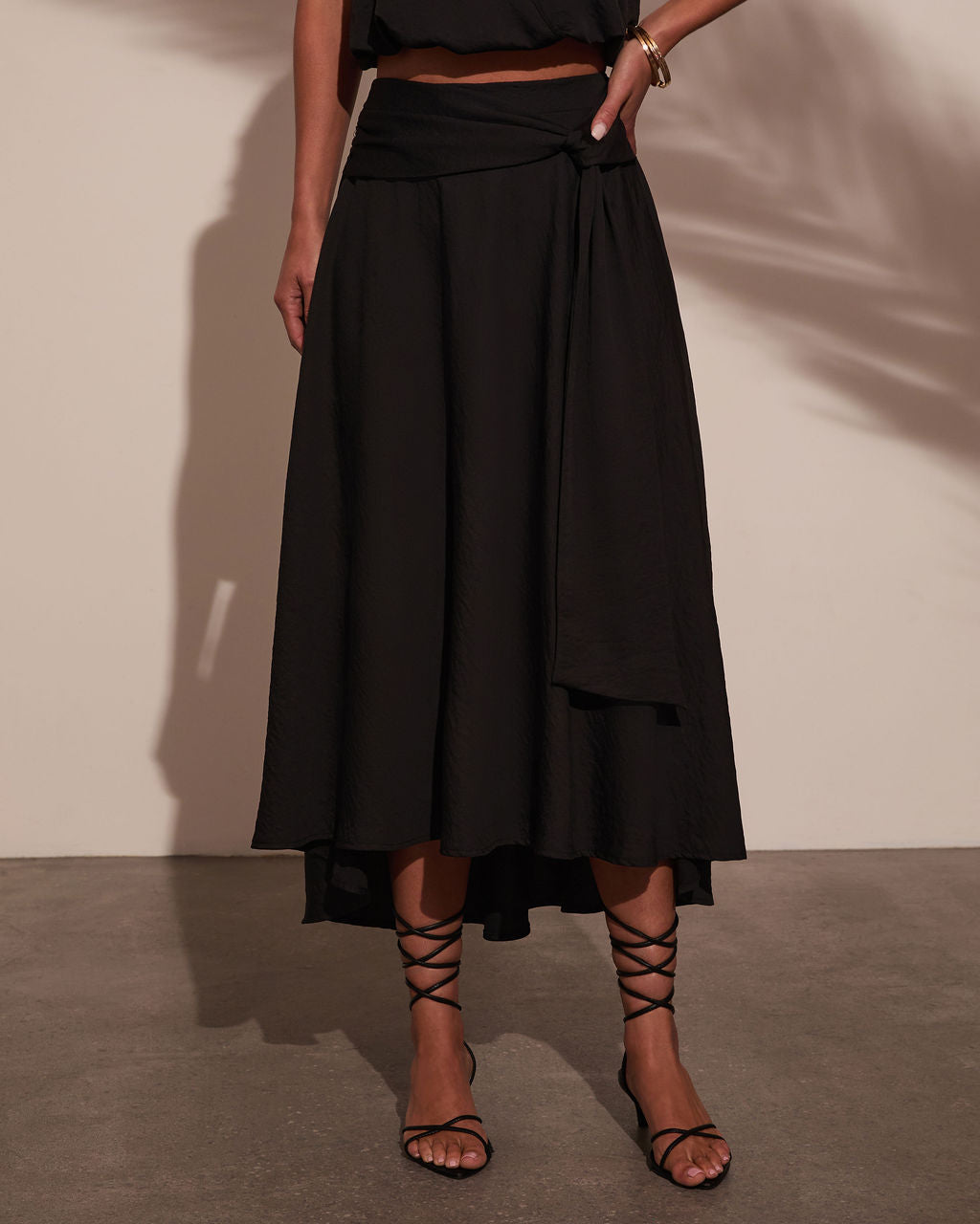Sharena Waist Tie Midi Skirt-Vogue Logic