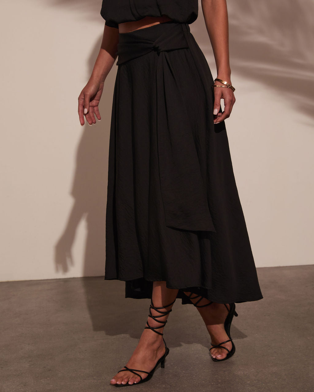 Sharena Waist Tie Midi Skirt-Vogue Logic