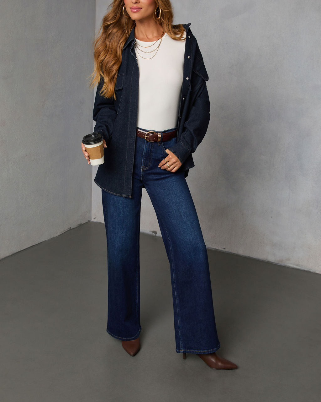 Lowland Stretch High Rise Relaxed Wide Leg Jeans-Vogue Logic