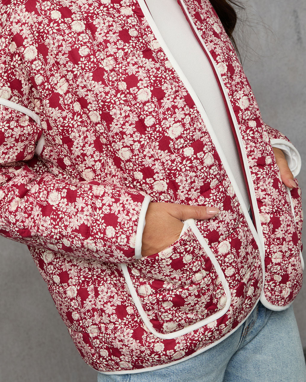 Warm Rose Quilted Zip Up Jacket-Vogue Logic