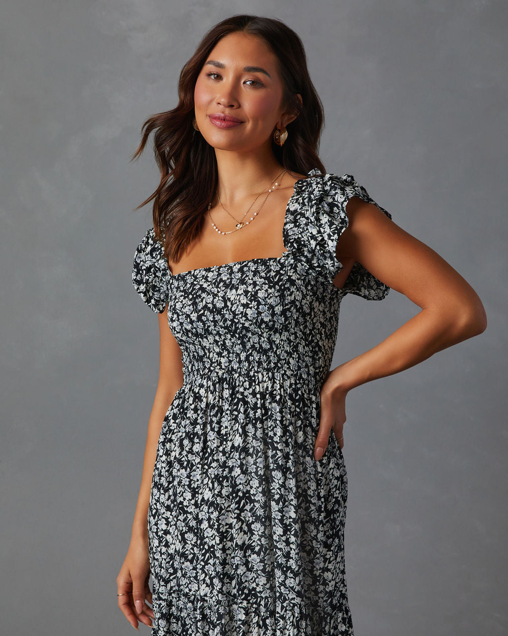 Fables Tiered Smocked Maxi Dress-Vogue Logic