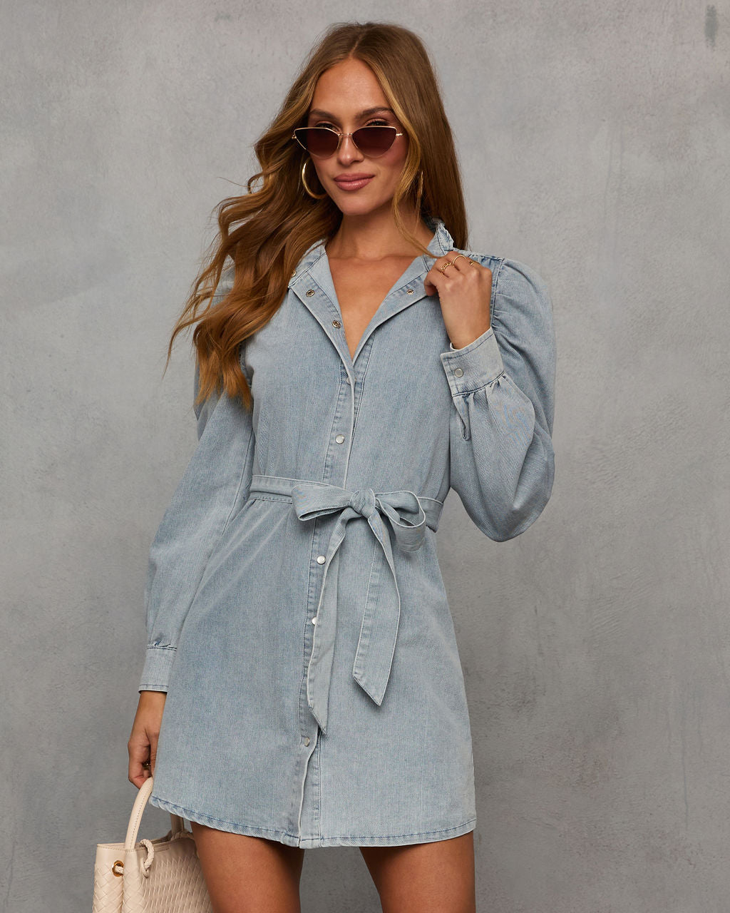 In Your Dreams Denim Mini Dress-Vogue Logic