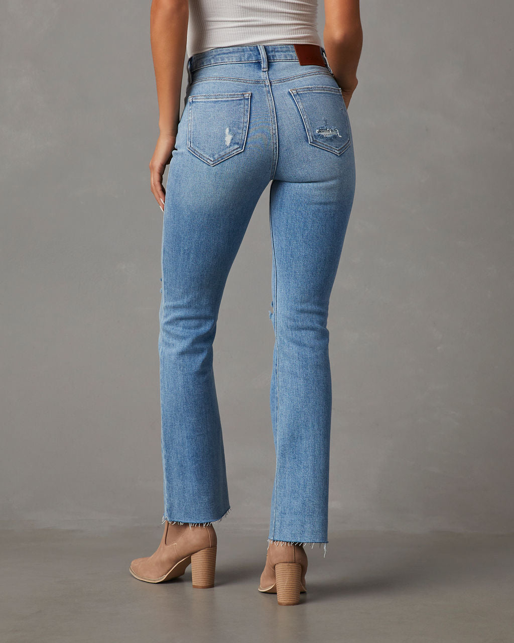 Auggie Super Stretch High Rise Distressed Flare Jeans-Vogue Logic