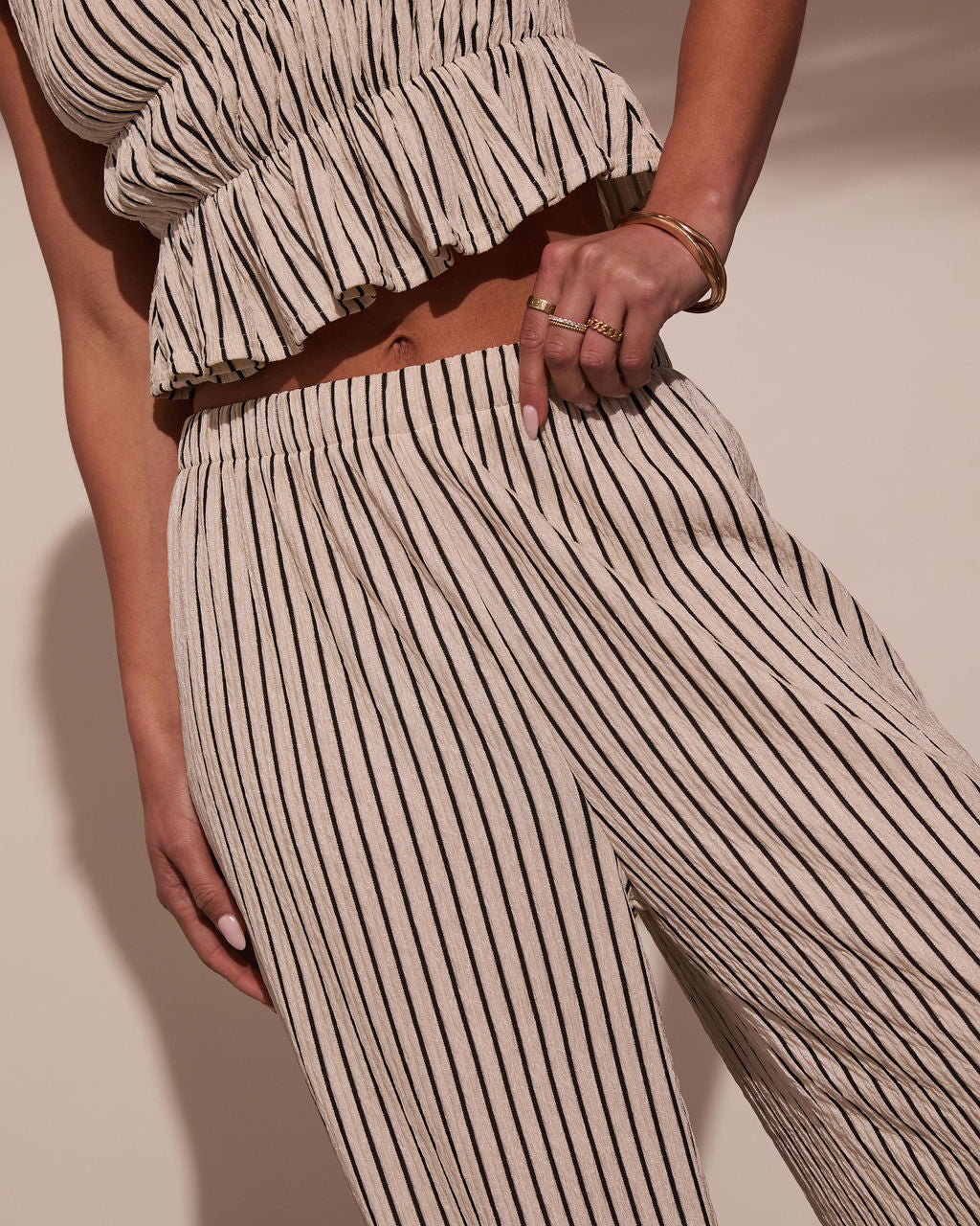 Mystic Wanderer Striped Wide Leg Pants-Vogue Logic