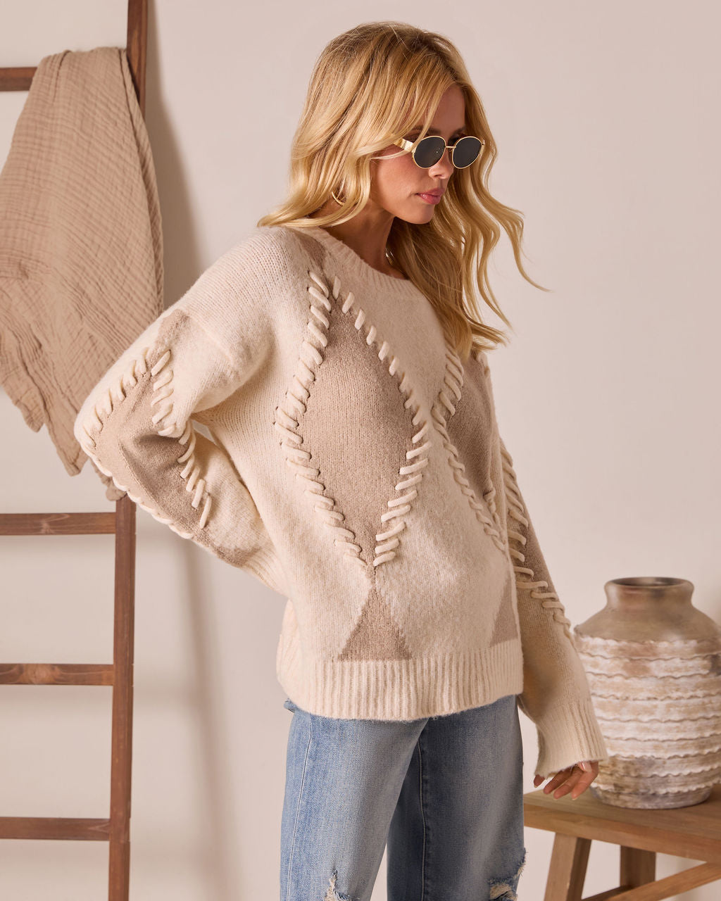 Chai Reverie Raised Stitch Knit Sweater-Vogue Logic