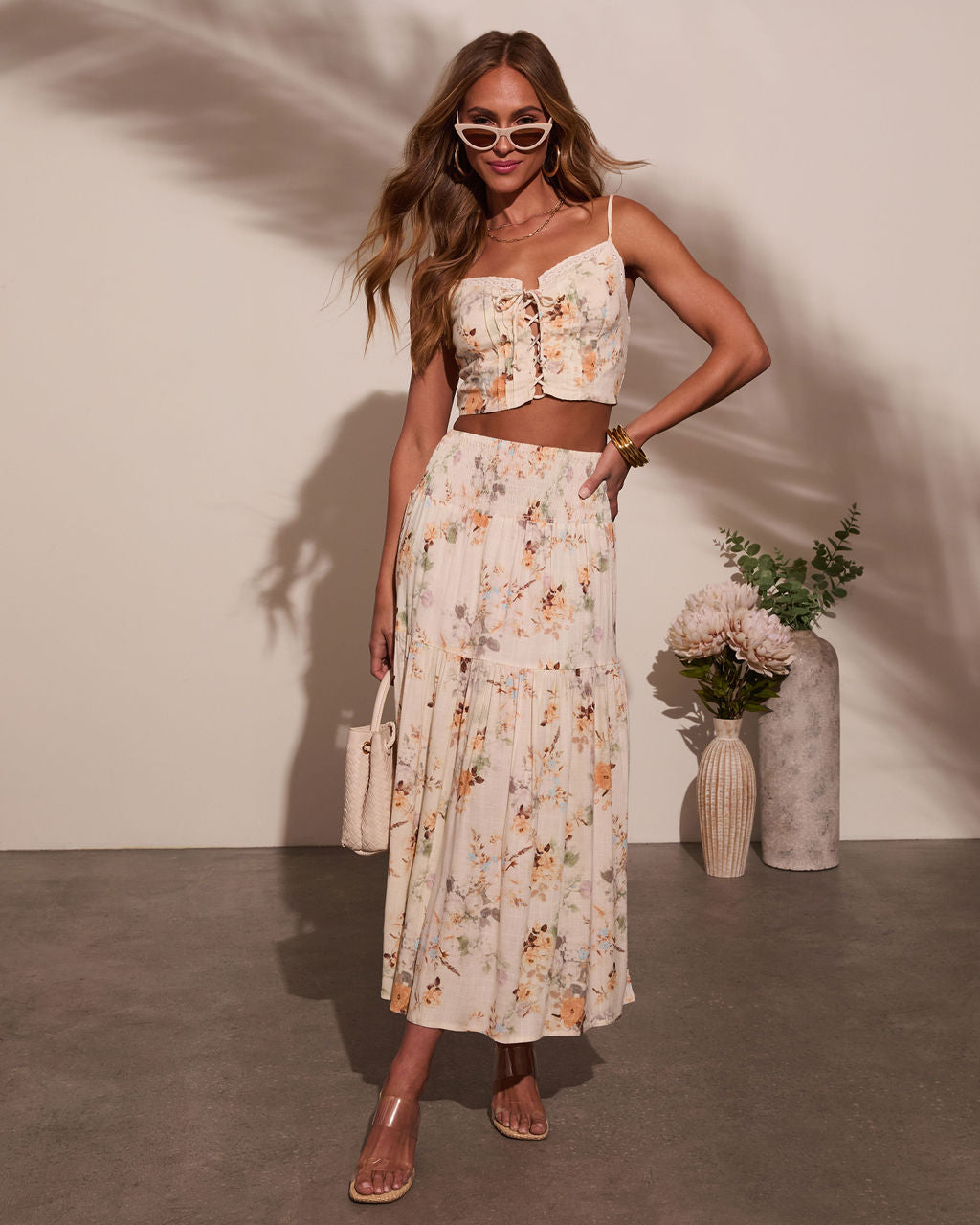 Sightseer Tiered Floral Maxi Skirt-Vogue Logic
