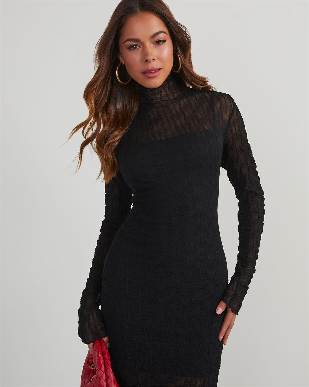 Take Me Dancing Long Sleeve Midi Dress-Vogue Logic