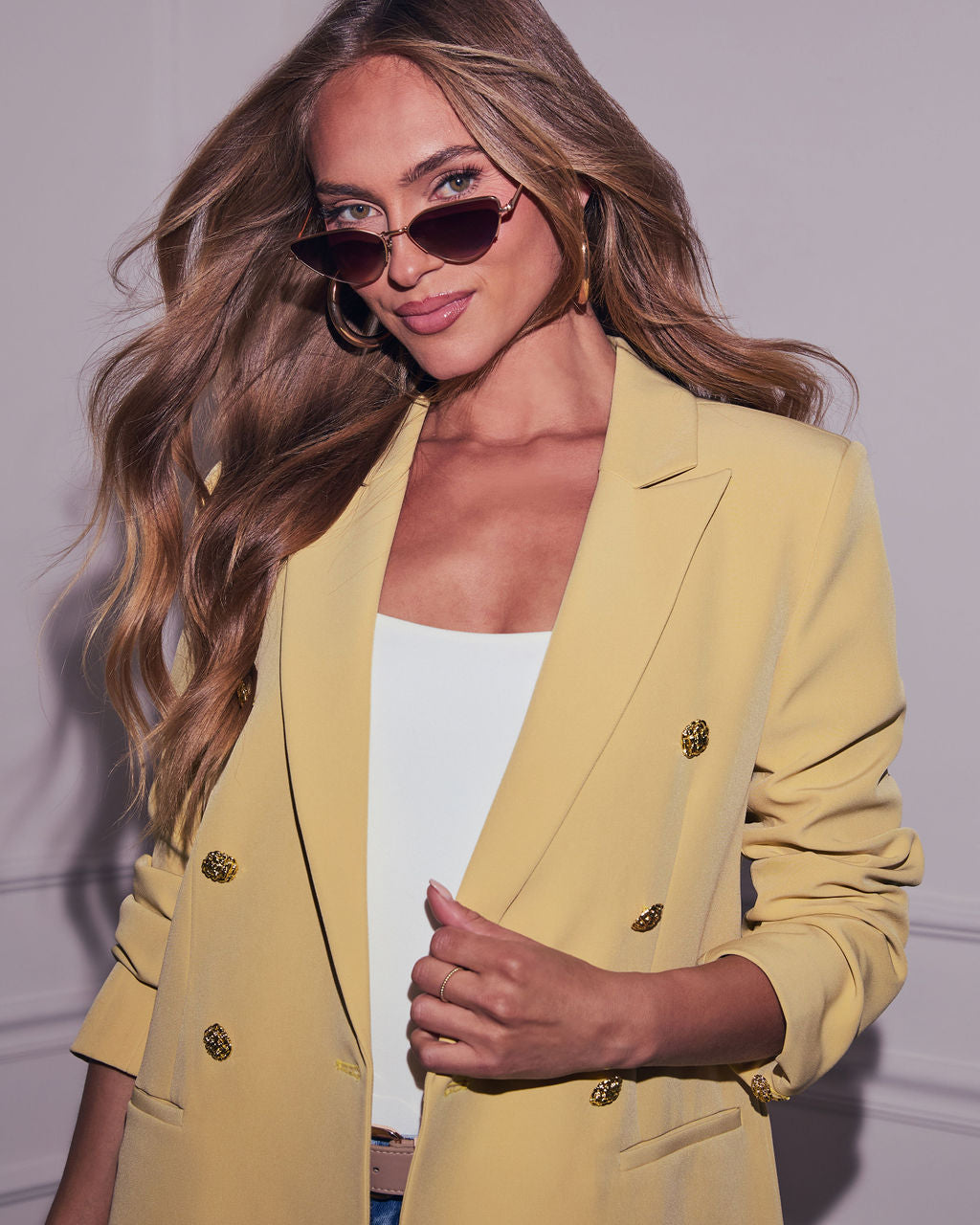 Sunshine Days Double Breasted Blazer-Vogue Logic