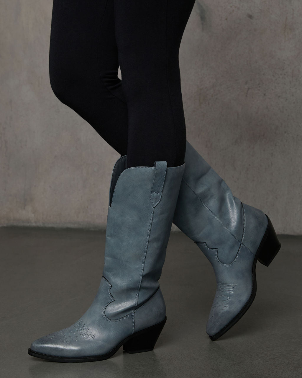 Saydie Faux Leather Western Boots-Vogue Logic