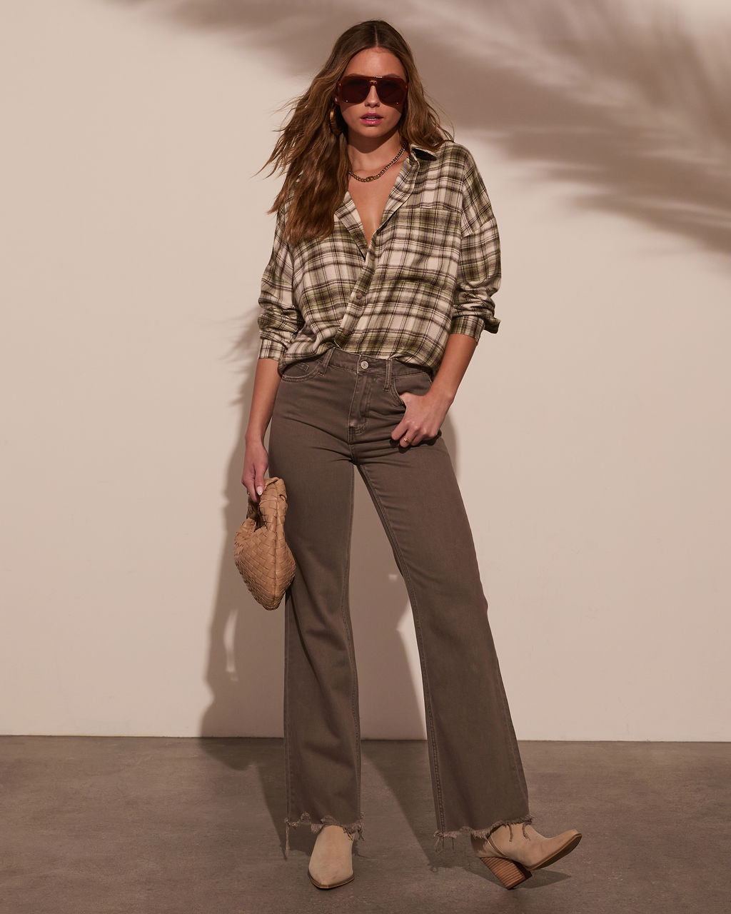 Silvie Plaid Button Down Top-Vogue Logic