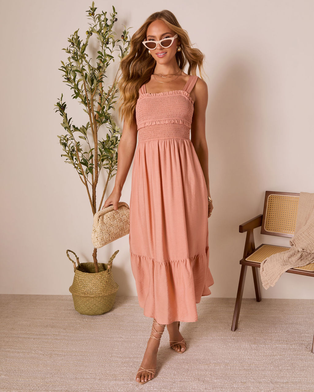 Sunday Ease Tiered Midi Dress-Vogue Logic