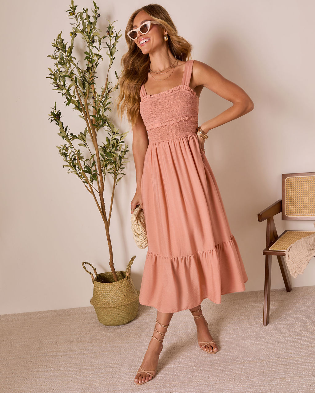 Sunday Ease Tiered Midi Dress-Vogue Logic