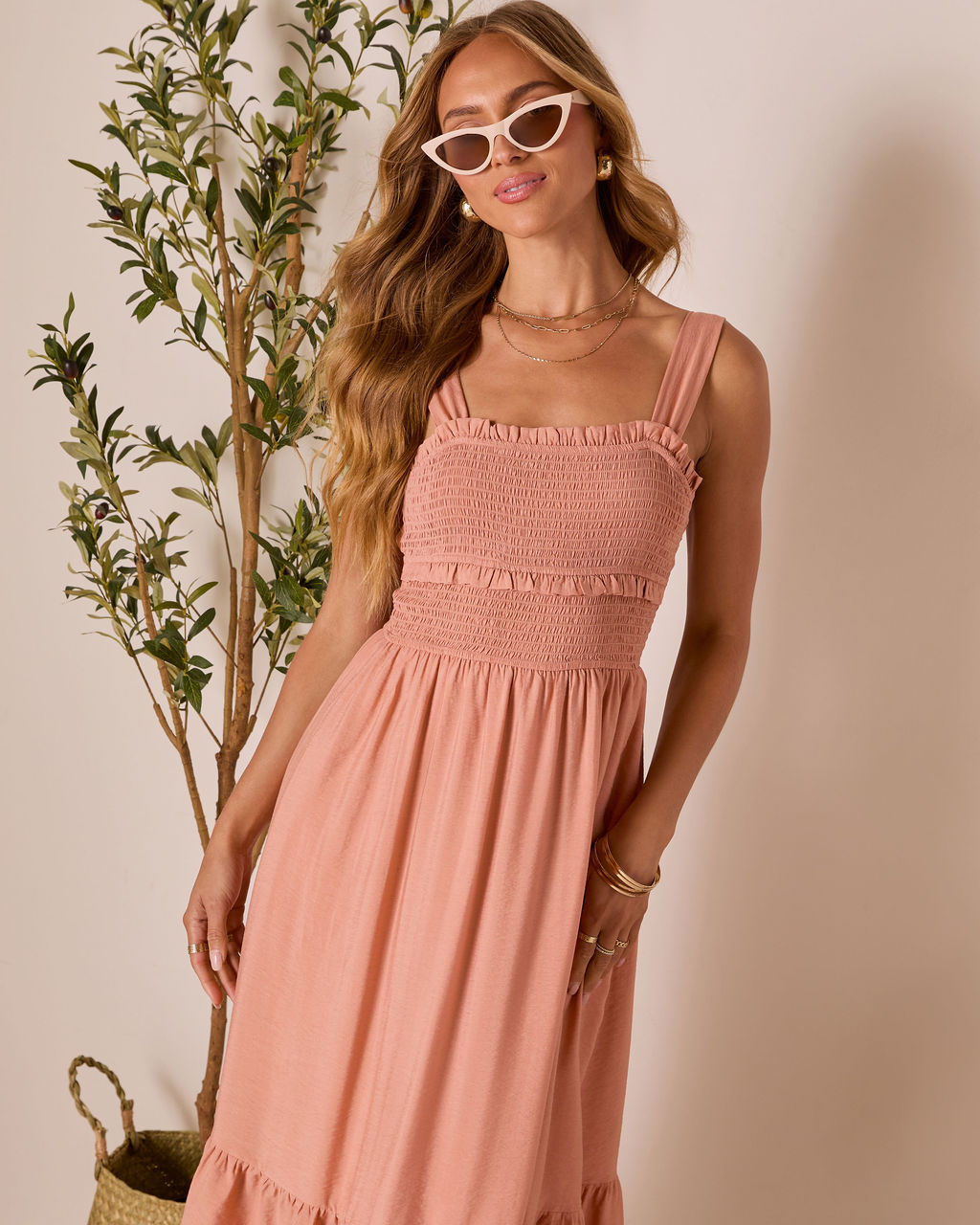 Sunday Ease Tiered Midi Dress-Vogue Logic