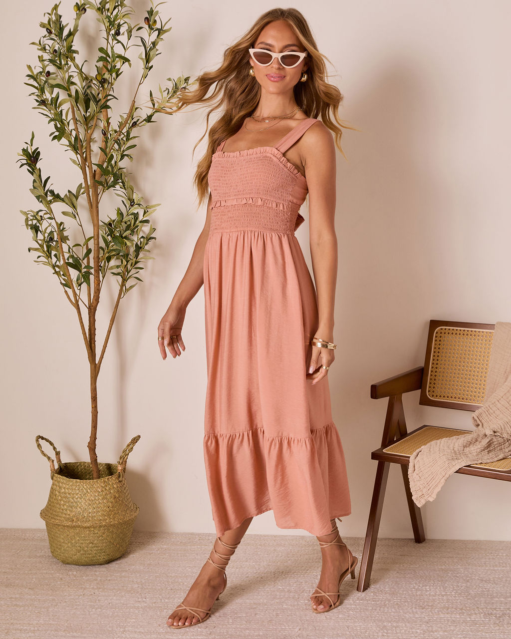 Sunday Ease Tiered Midi Dress-Vogue Logic