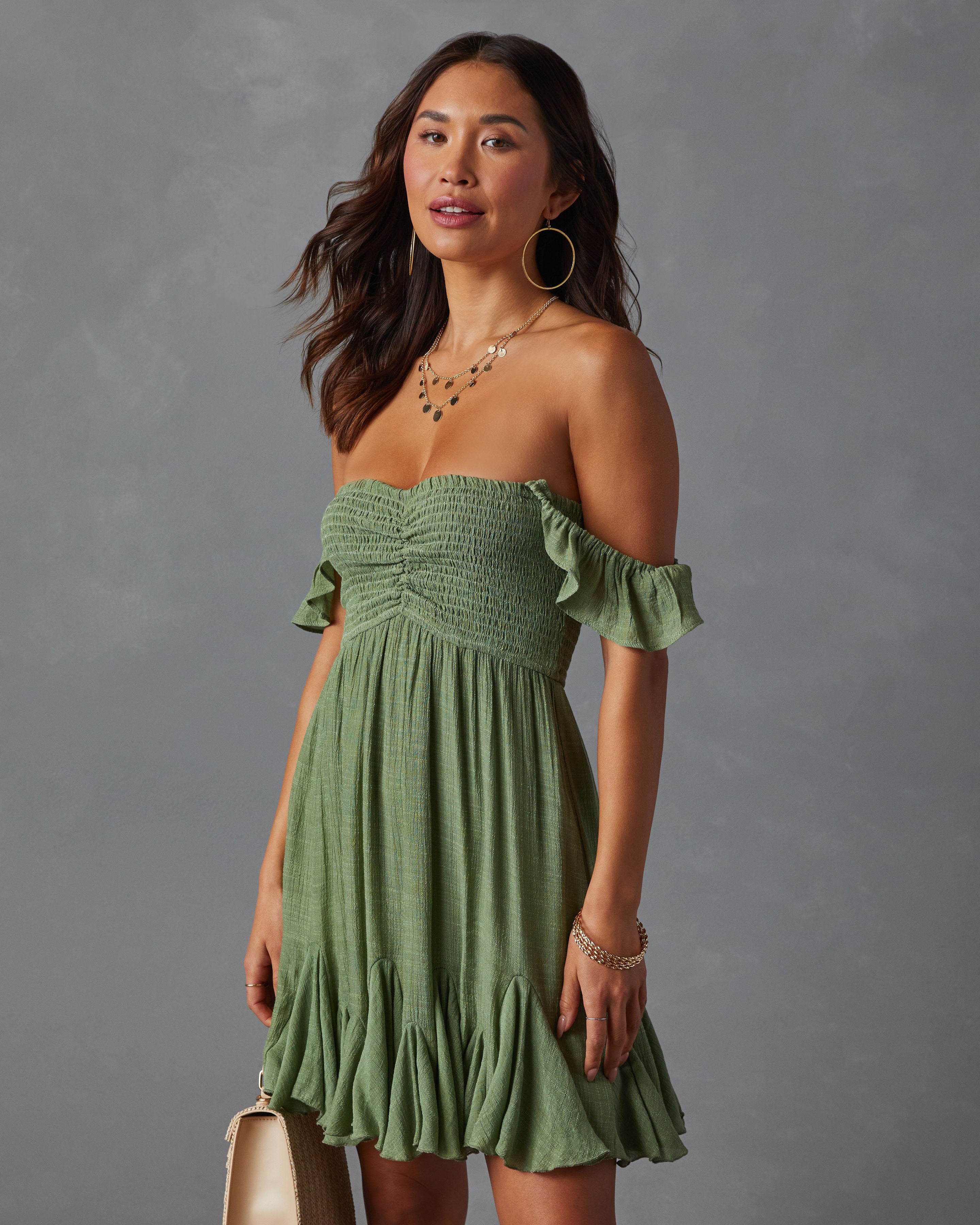 Mahoney Smocked Ruffle Mini Dress-Vogue Logic