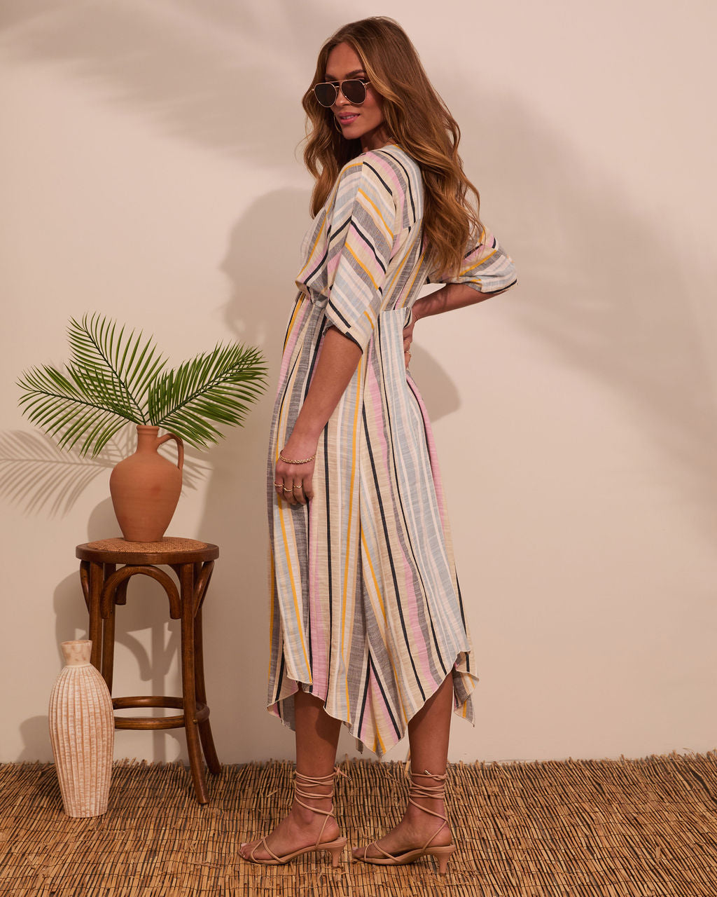 At Beachside Flowy Linen Midi Dress-Vogue Logic