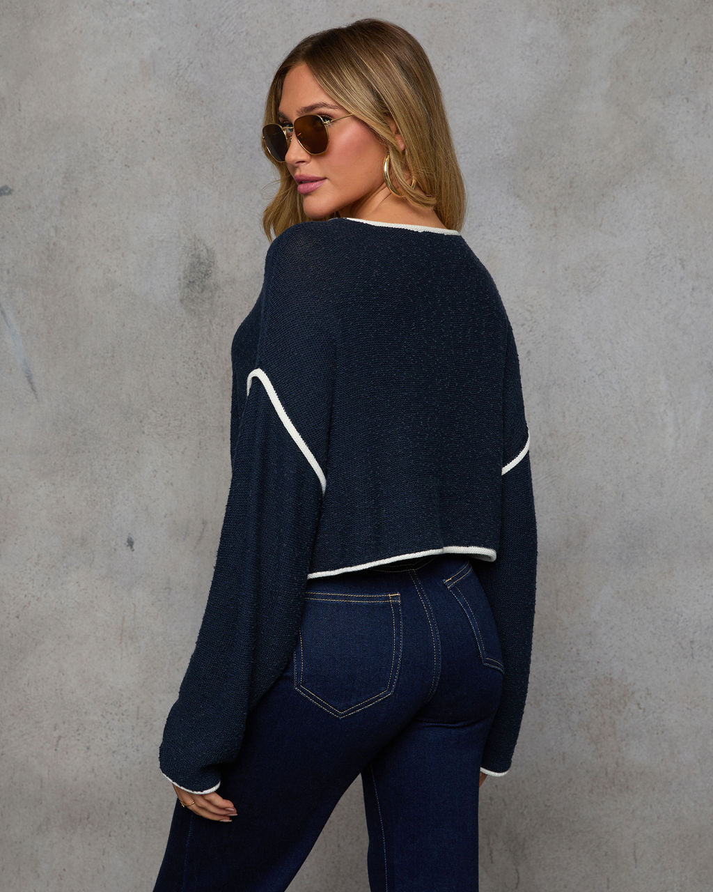 Lorian Contrast Seams Sweater-Vogue Logic