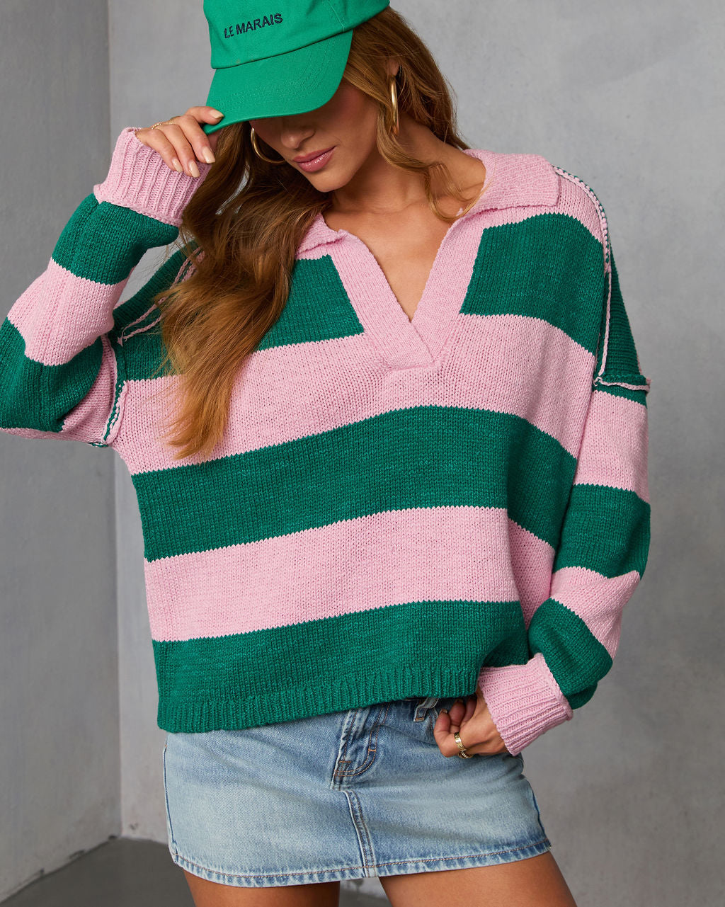 Marves Contrast Striped Sweater-Vogue Logic