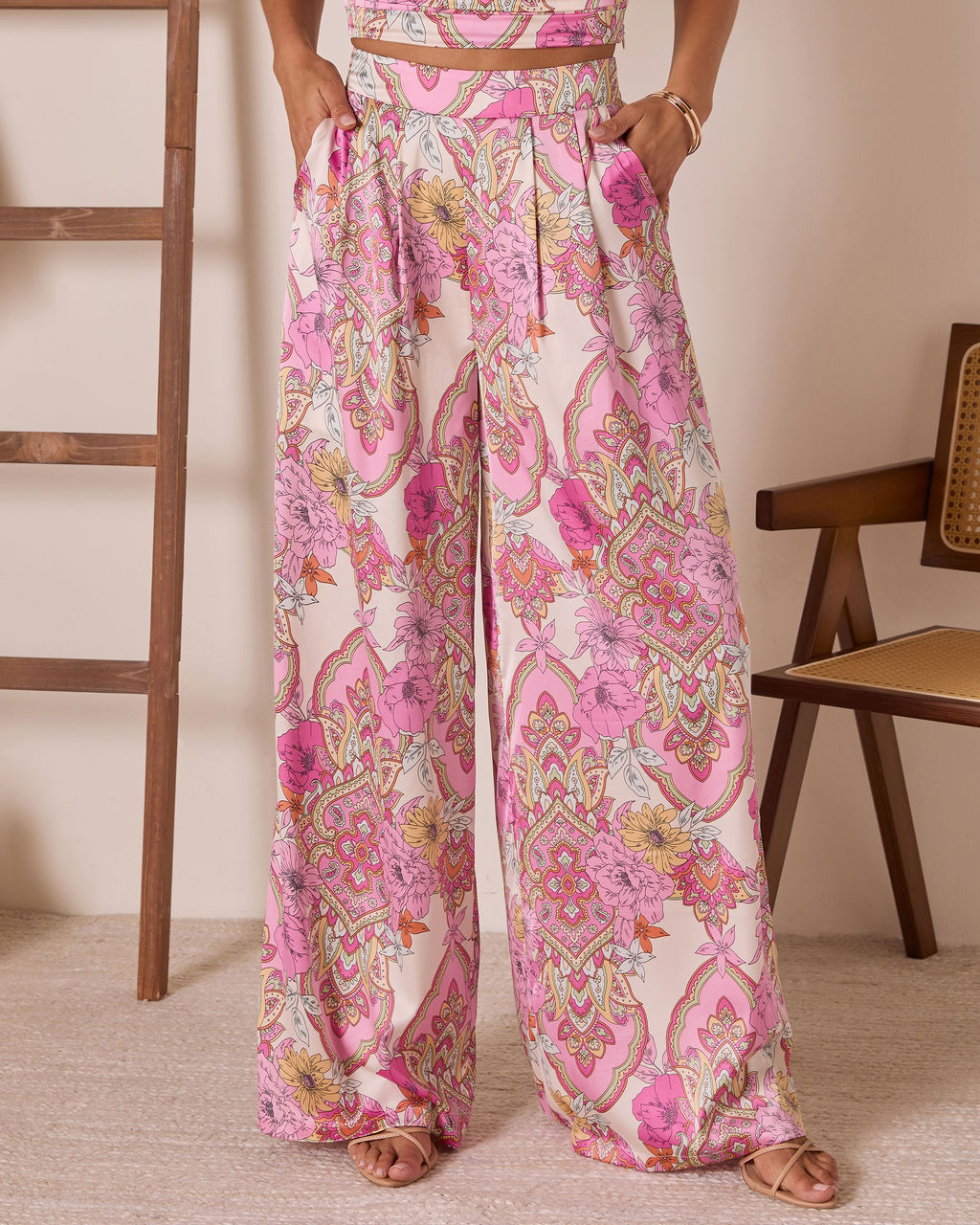 Monie Floral Wide Leg Pants-Vogue Logic