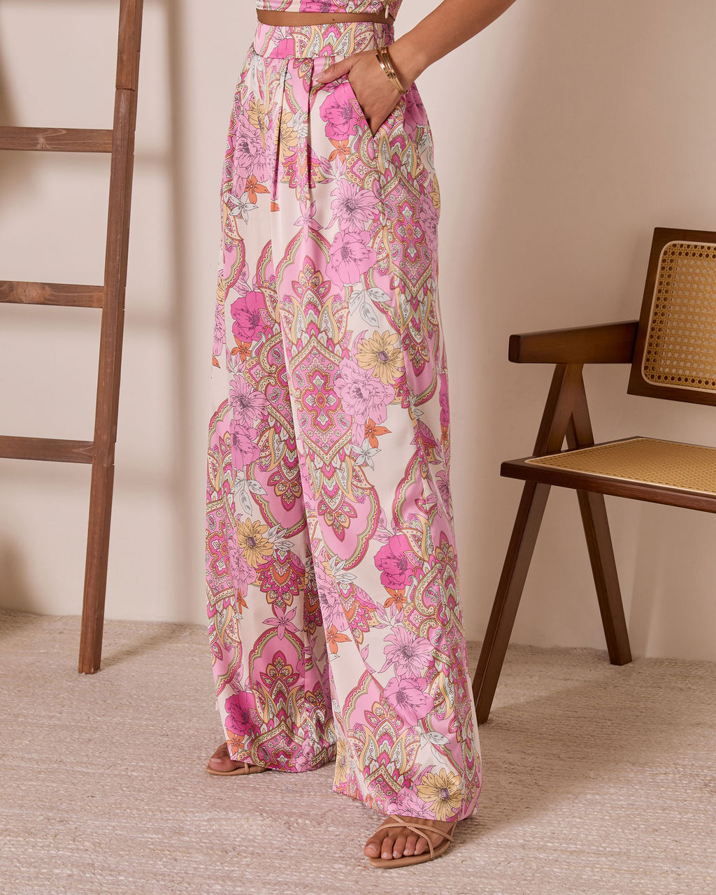 Monie Floral Wide Leg Pants-Vogue Logic