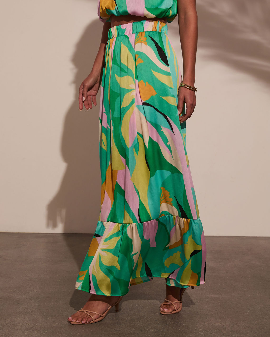 Serene Shores Tiered Floral Maxi Skirt-Vogue Logic