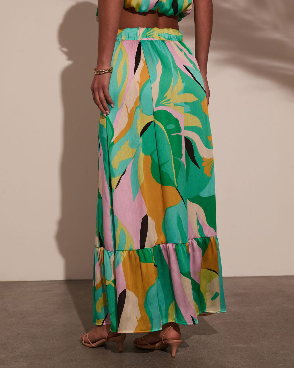Serene Shores Tiered Floral Maxi Skirt-Vogue Logic