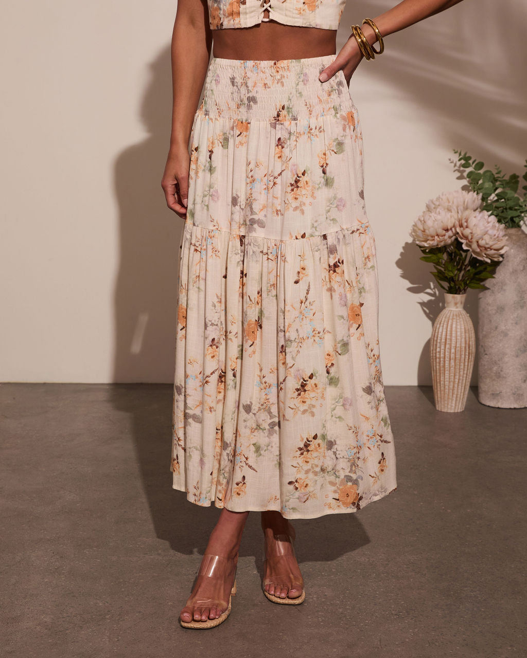 Sightseer Tiered Floral Maxi Skirt-Vogue Logic