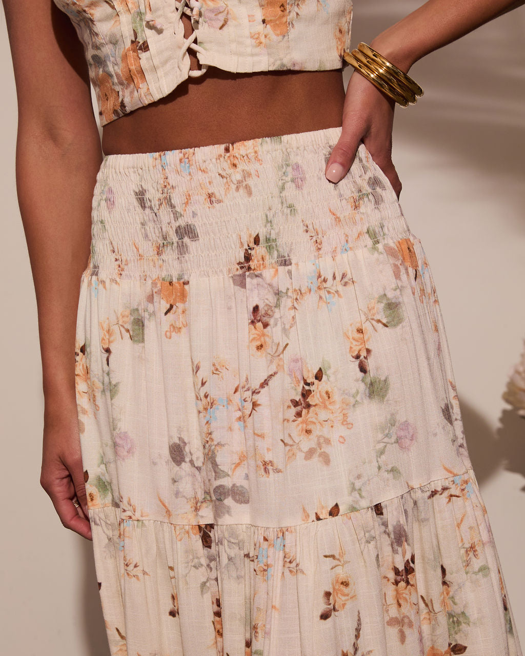 Sightseer Tiered Floral Maxi Skirt-Vogue Logic