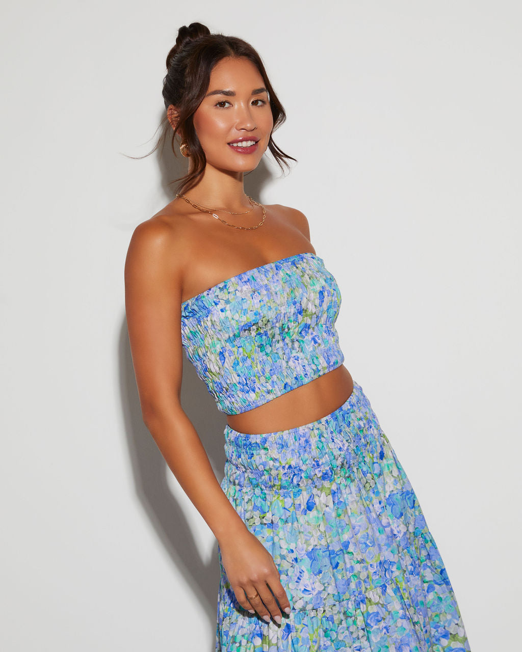 Angie Floral Cropped Tube Top-Vogue Logic