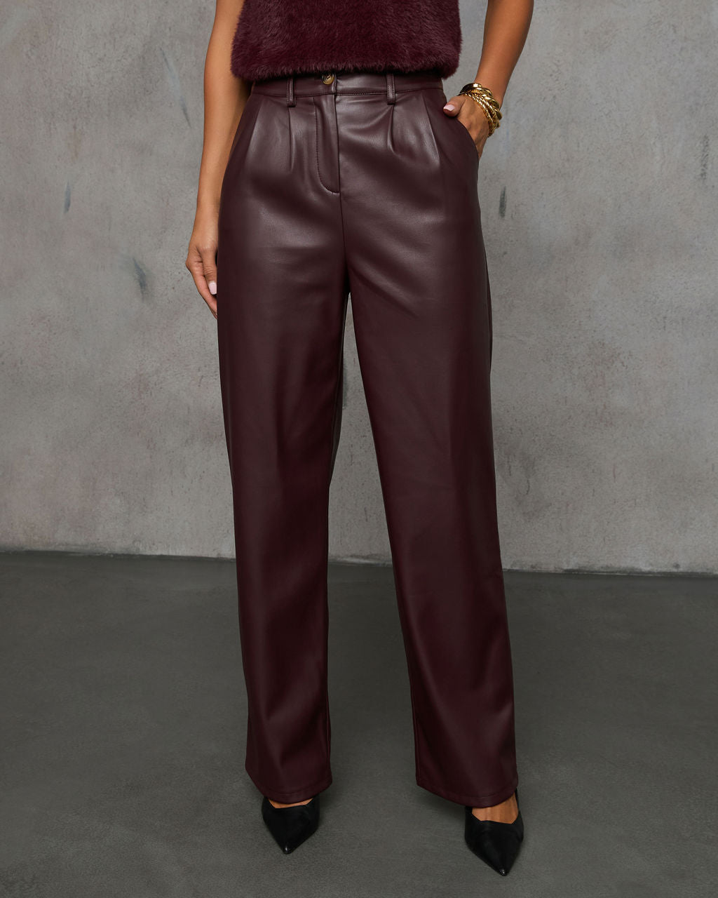 Look This Way Pleated Leather Pants-Vogue Logic